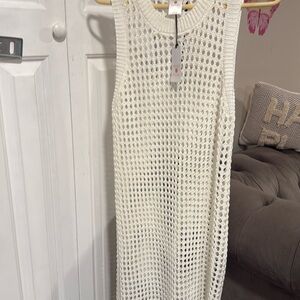 Shade & Shore White Textured Knit Swim Coverup